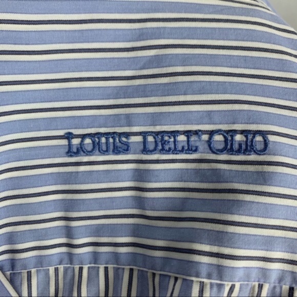 Louis Dell'Olio men's blue/white/gray stripe dress shirt, 16 1/2L, 42 - Picture 7 of 8